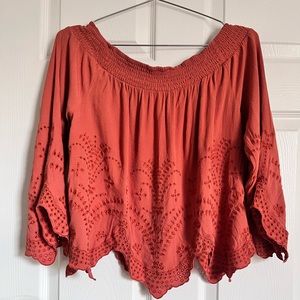 Astr embroidered off the shoulder top
